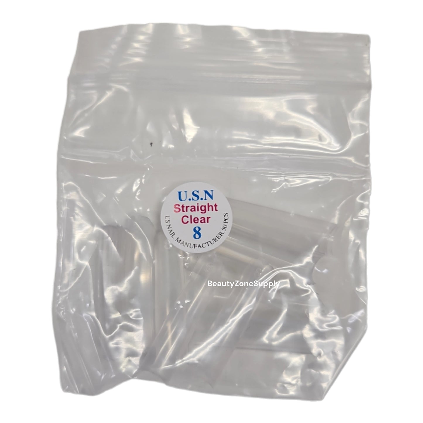 USN Straight Clear Nail Tips Refill – 50 Piece Bag
