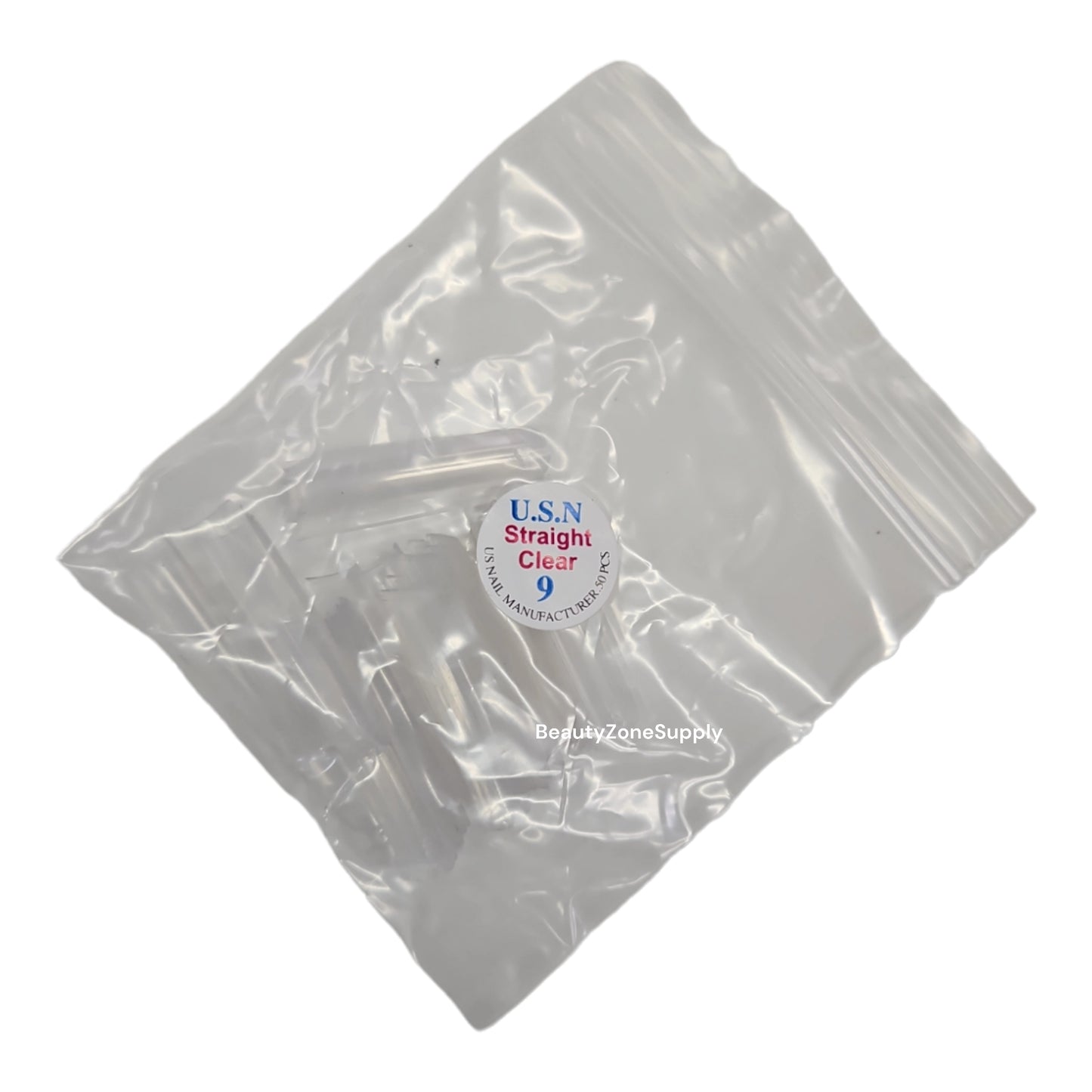 USN Straight Clear Nail Tips Refill – 50 Piece Bag