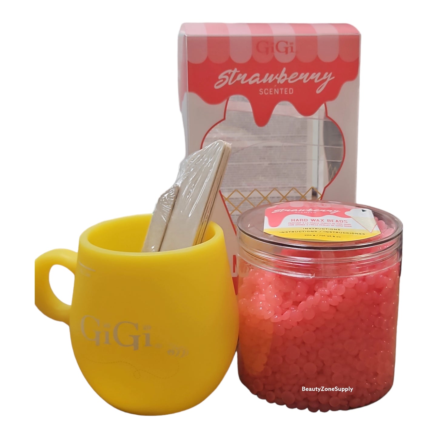 GiGi Microwave Hard Wax Kit Strawberry Scented 8oz