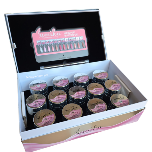 Sumika HEMA & TPO Free Builder Gel in Jar Set 01 12 Color Free Clear & Gel Brush