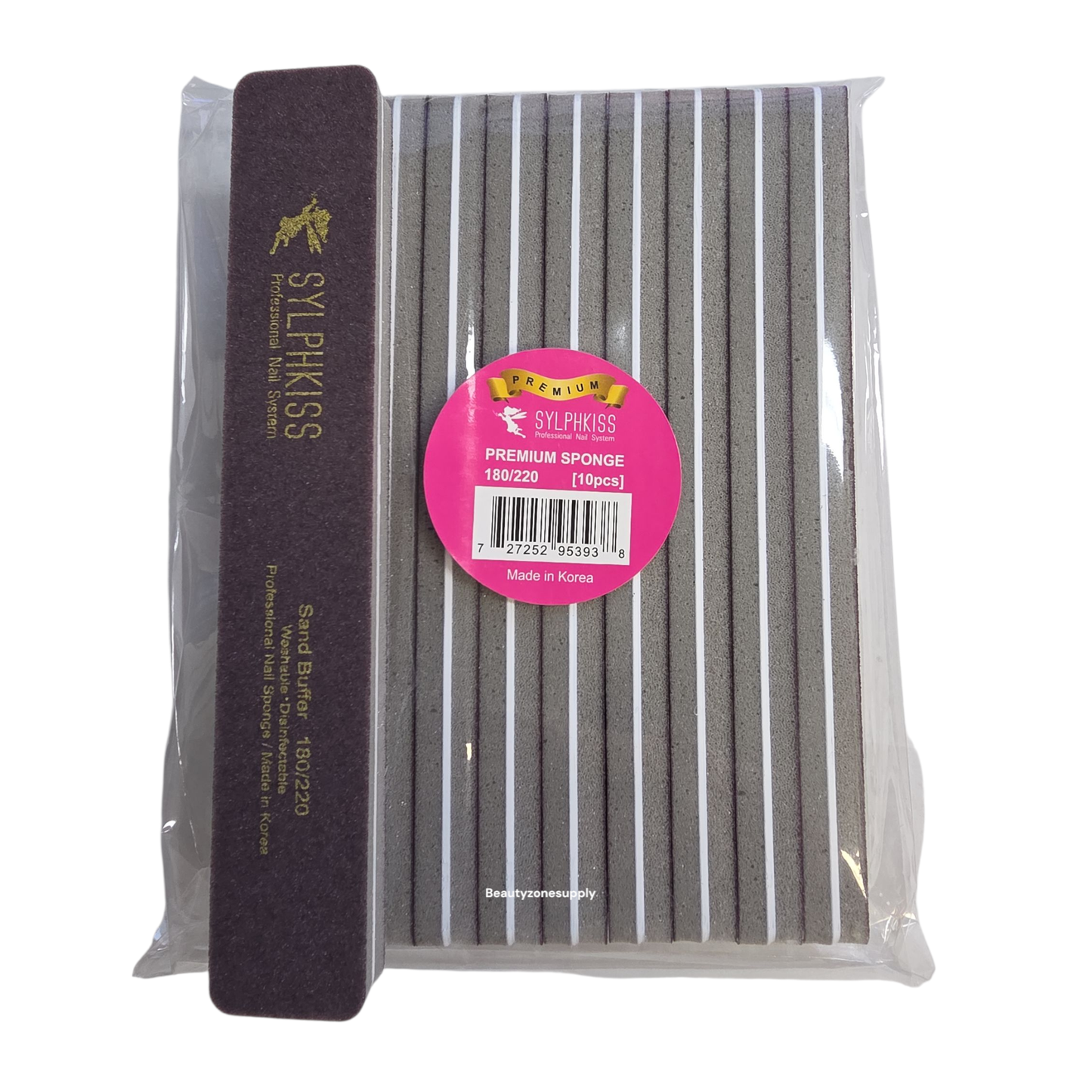 Sylphkiss Premium Gray Sponge Nail File 180/220 Bag 10 pcs