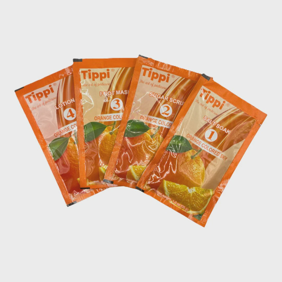 Tippi 4-in-1 Pedi Mani Kit – Orange Colored sky Collagen (Case of 50 Boxes)