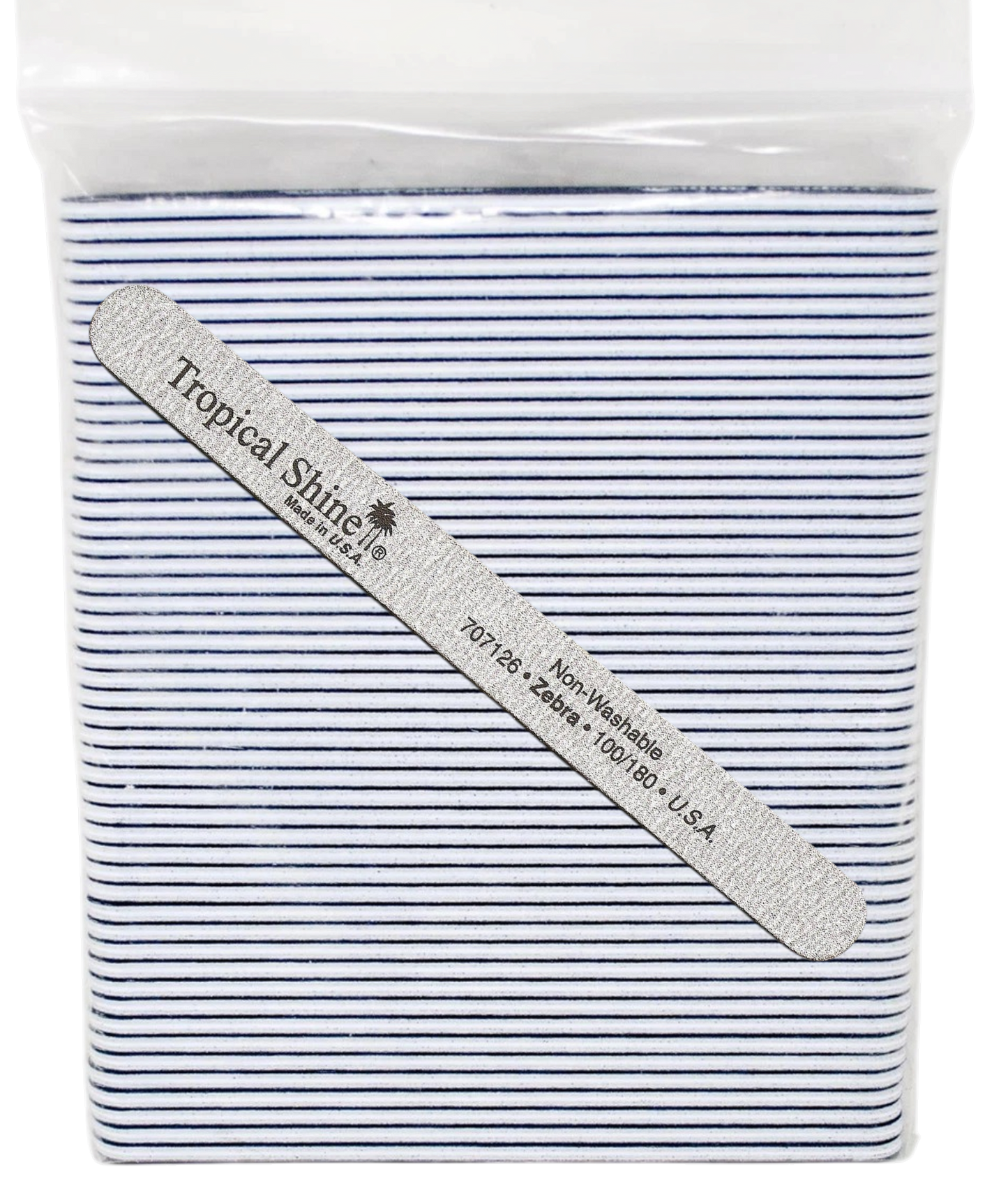 Tropical Shine Regular 7.5 in Zebra Nail File 100/180 (50 PC) #17207
