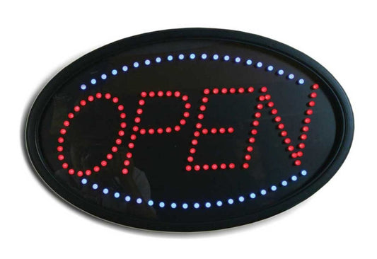 LED OPEN SIGN BLUE RED OVAL #LED4 - BeautyzoneNailSupply