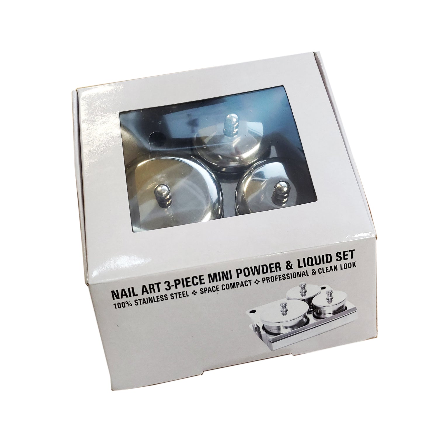 Stainless steel Liquid Powder Set 3x3-Beauty Zone Nail Supply