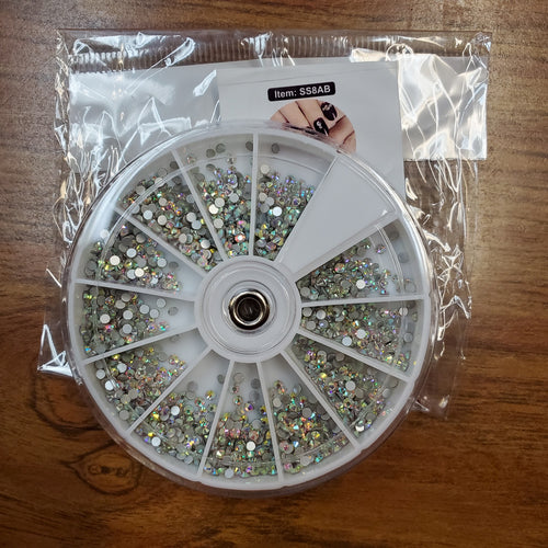 AB Color Crystal rhinestones wheel SS8AB-Beauty Zone Nail Supply