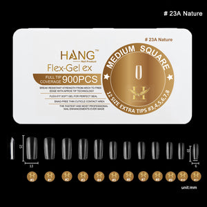 Hang Gel x Tips Square Medium 900 ct / 12 Size #23 Natural