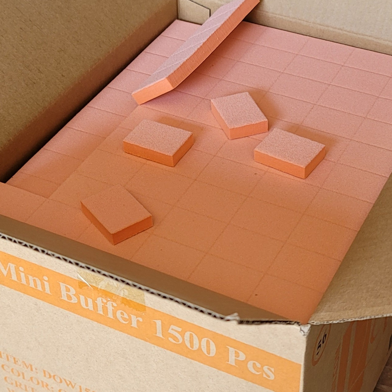 Red Mini Nail Buffer Orange White Grit 80/100 1500 pc #R56