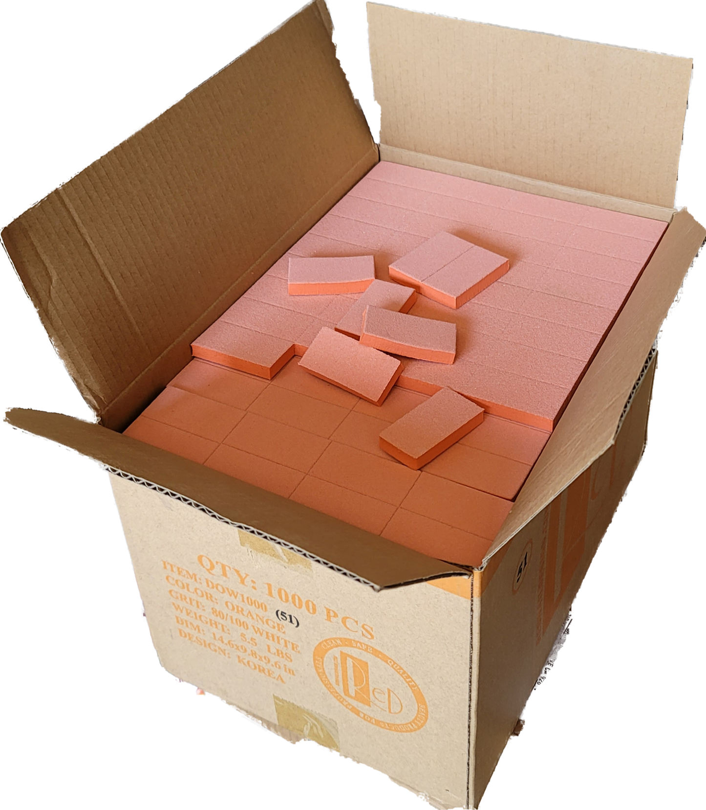 Red Mini Long Buffer Orange White 80/100 1000 pcs #R51-Beauty Zone Nail Supply