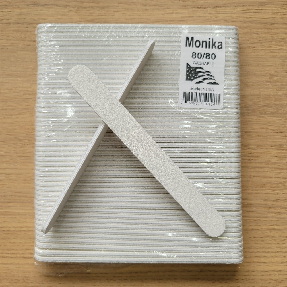 Monika Nail File Regular White Grit 80/80 USA F010-Beauty Zone Nail Supply