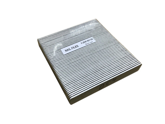 Nail File Jumbo 80/100 White Black 50 pc #F054-Beauty Zone Nail Supply