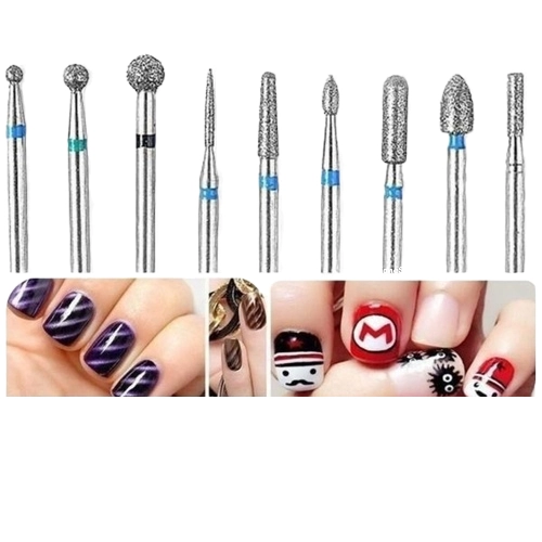 Carbide Nail Bit Diamond Clean Cuticle 3/32 Set 10 pcs B