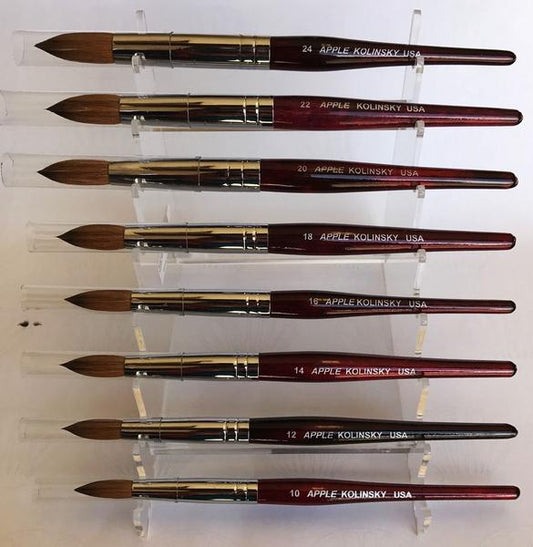Apple Acrylic Nail Brush Kolinsky Red wood Size 10-Beauty Zone Nail Supply