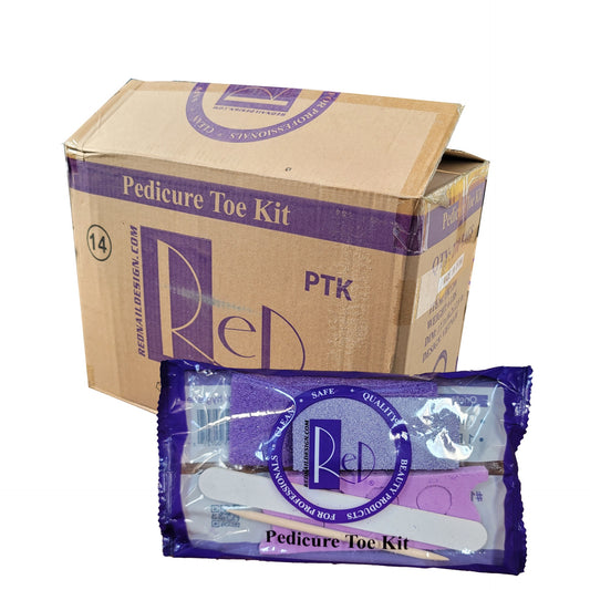 Pedicure Kit 5 RED (Toe-Pumice-Buffer-File-Pusher) #R14