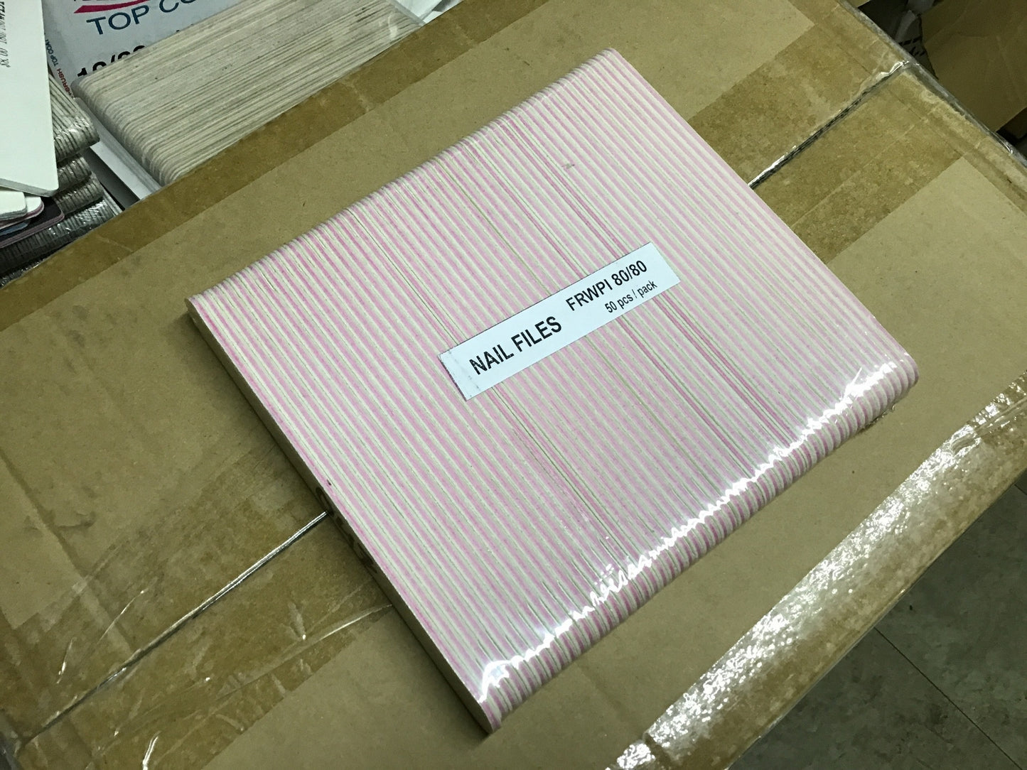 Nail File Regular 7" 80/80 Pink White 50 pc #F047-Beauty Zone Nail Supply