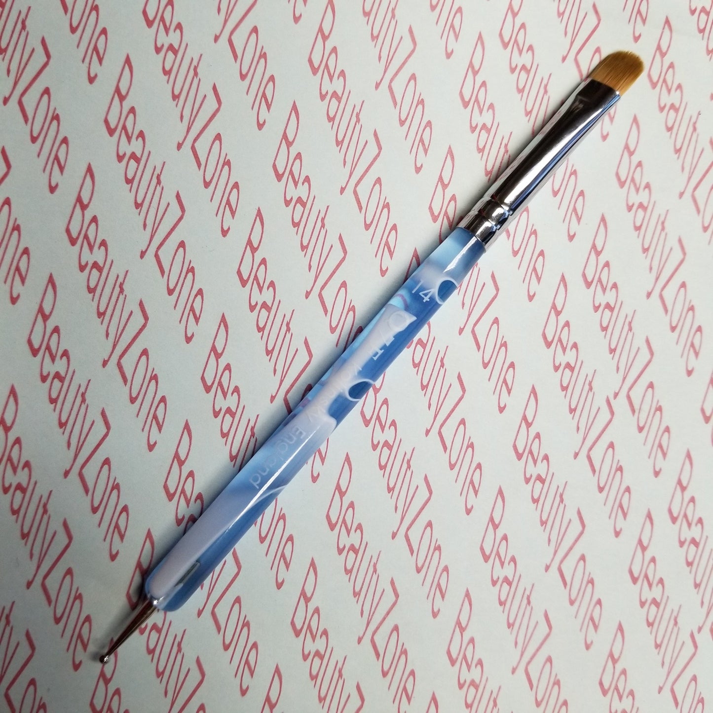 Nail French Brush kolinsky TRI-7F Blue Marble Size 14 - BeautyzoneNailSupply