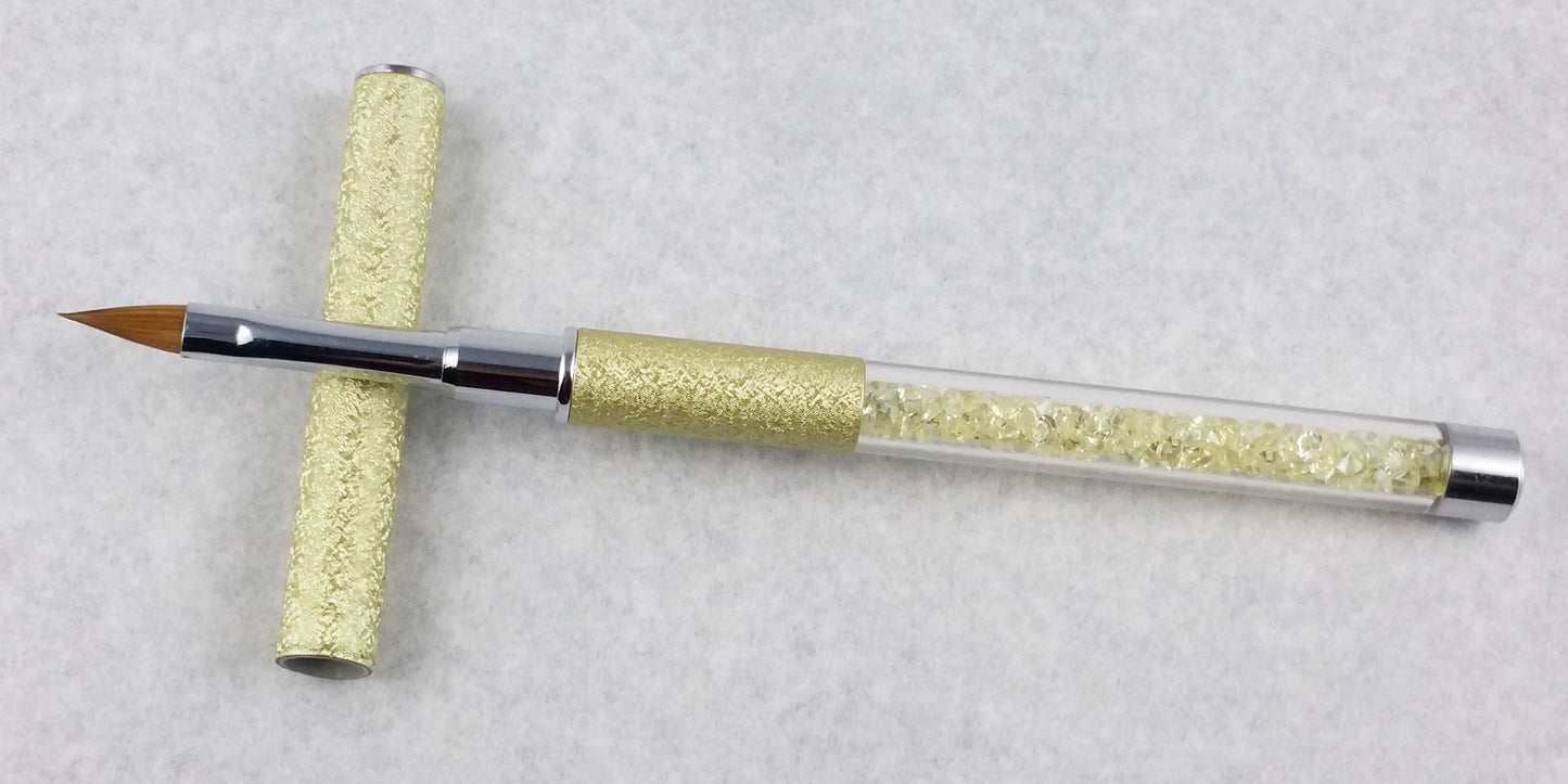 Acrylic Nail brush Art 3d Gold diamond Handle Size 8