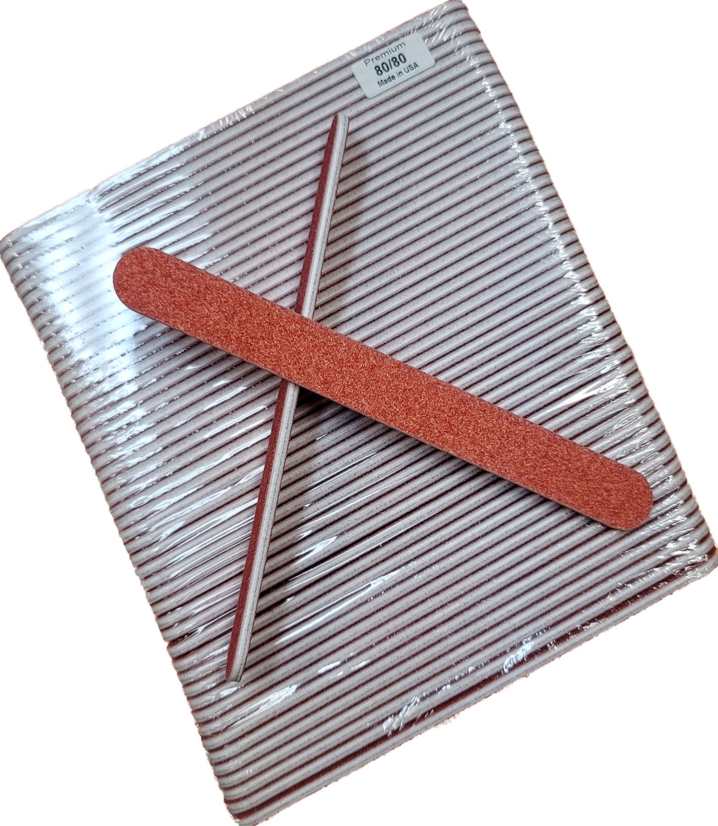 Monika Nail File 7" 80/80 Red Mylar 50 pcs #F085-Beauty Zone Nail Supply