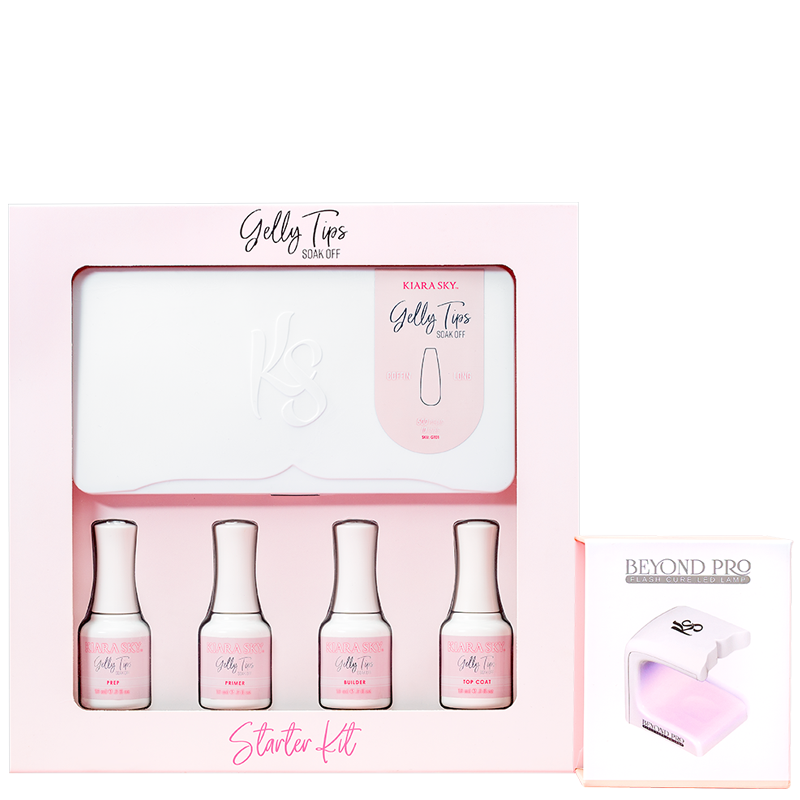 Kiara Sky Gelly Tips Starter Kit Square Medium With Flashcure LED #GK05-Beauty Zone Nail Supply