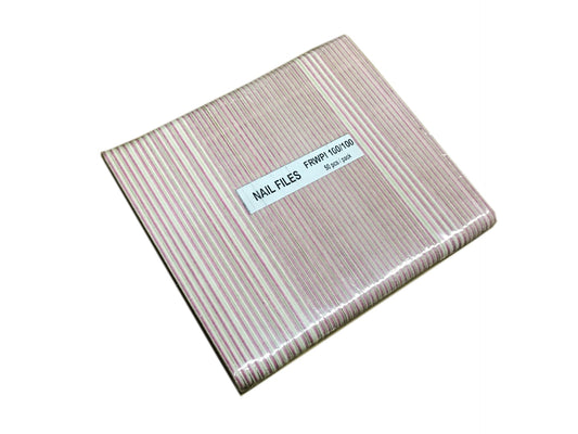 Nail File Regular 7" 100/100 Pink White 50 pc #F045-Beauty Zone Nail Supply