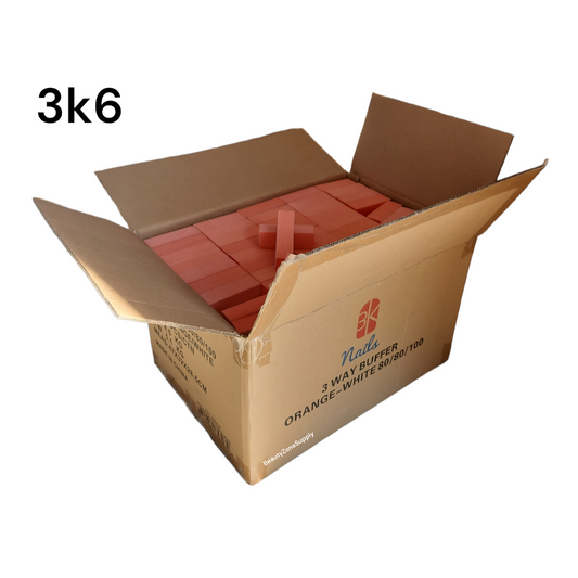 Nail Buffer Block 3 way 80/80 Orange White Grit 500 pc #3K6