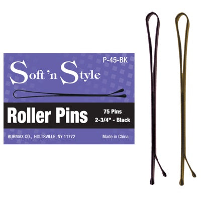 SOFT N STYLE 2-3/4" ROLLER PINS #P-45-BK-Beauty Zone Nail Supply