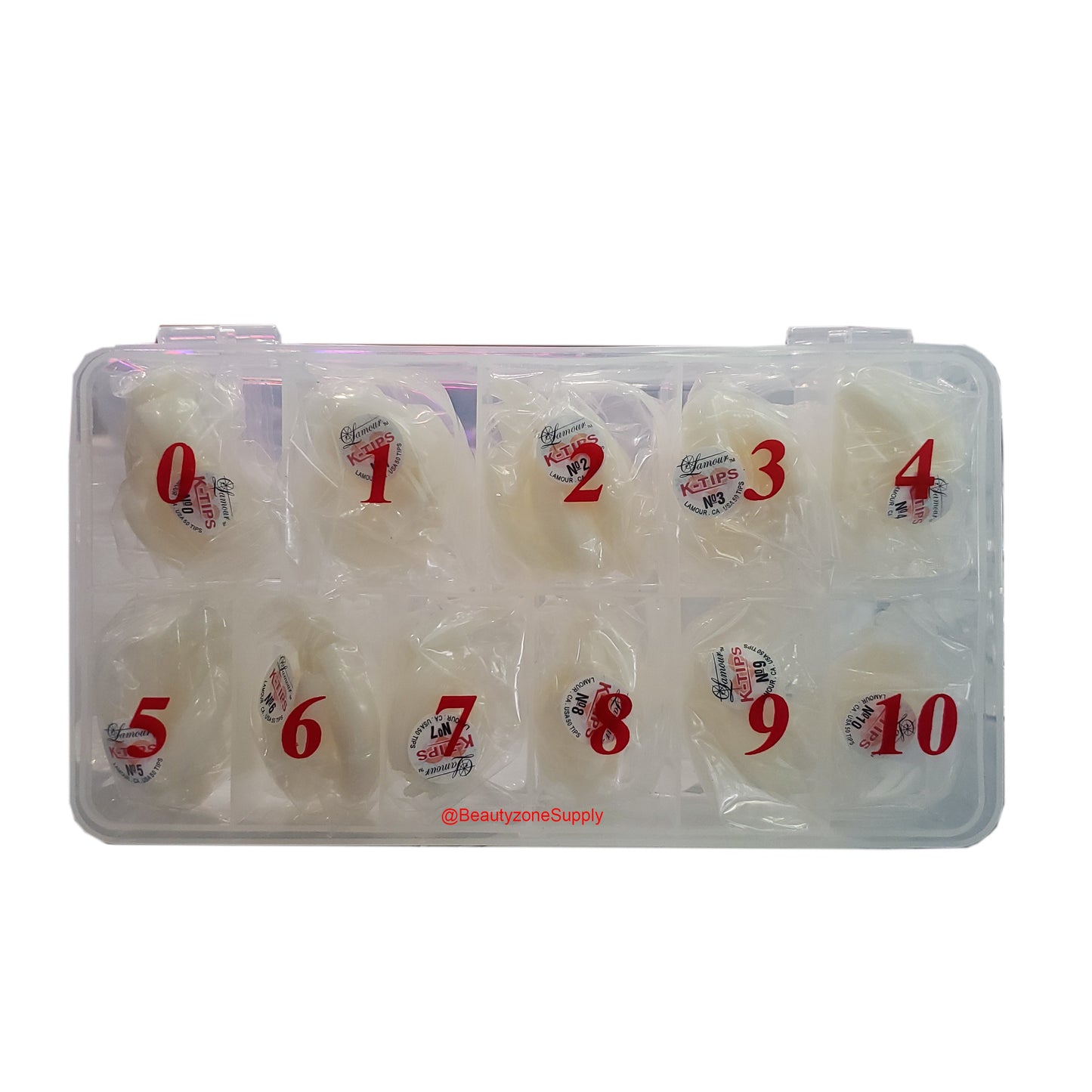 Lamour K-Tips Natural 0 to 10 (tip box 550 tips)-Beauty Zone Nail Supply