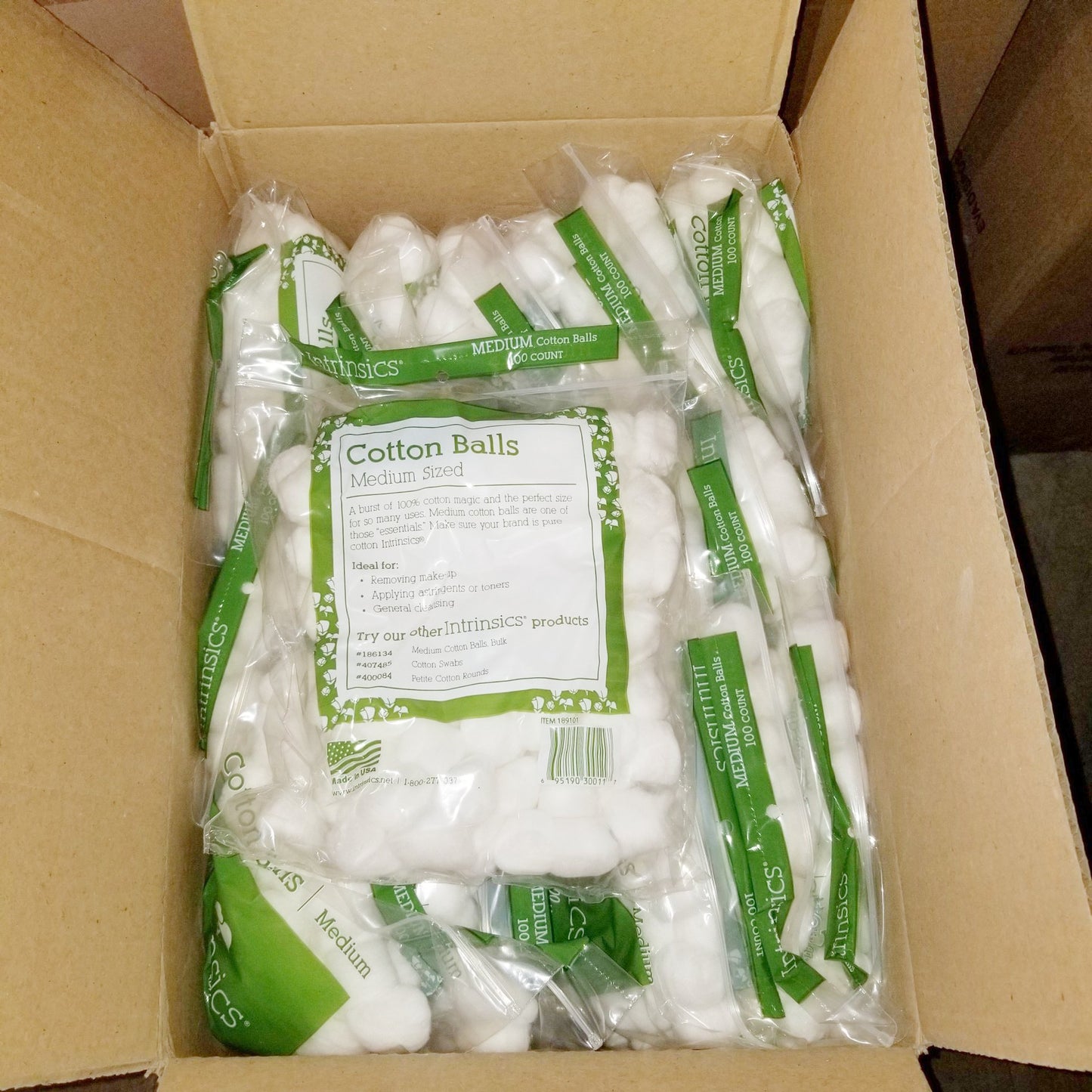 INTRINSICS COTTON 100 BALLS #189101P-Beauty Zone Nail Supply