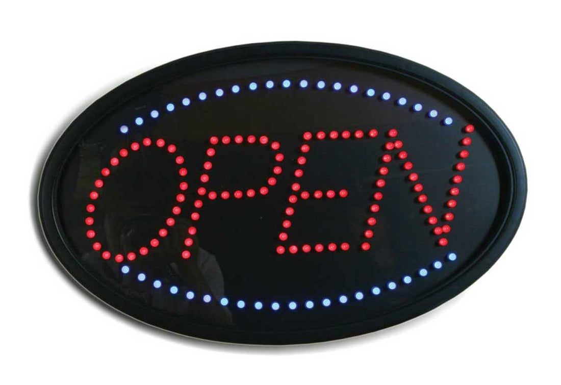 LED OPEN SIGN BLUE RED OVAL #LED4 - BeautyzoneNailSupply