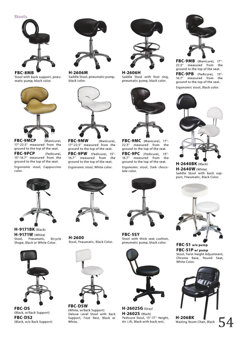 YCC LEATHER STOOL H-9171 BLACK #1699