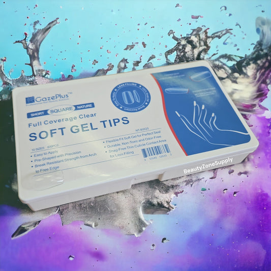 GazePlus Gel x Tips Clear Square Nature 12 size 600 pcs