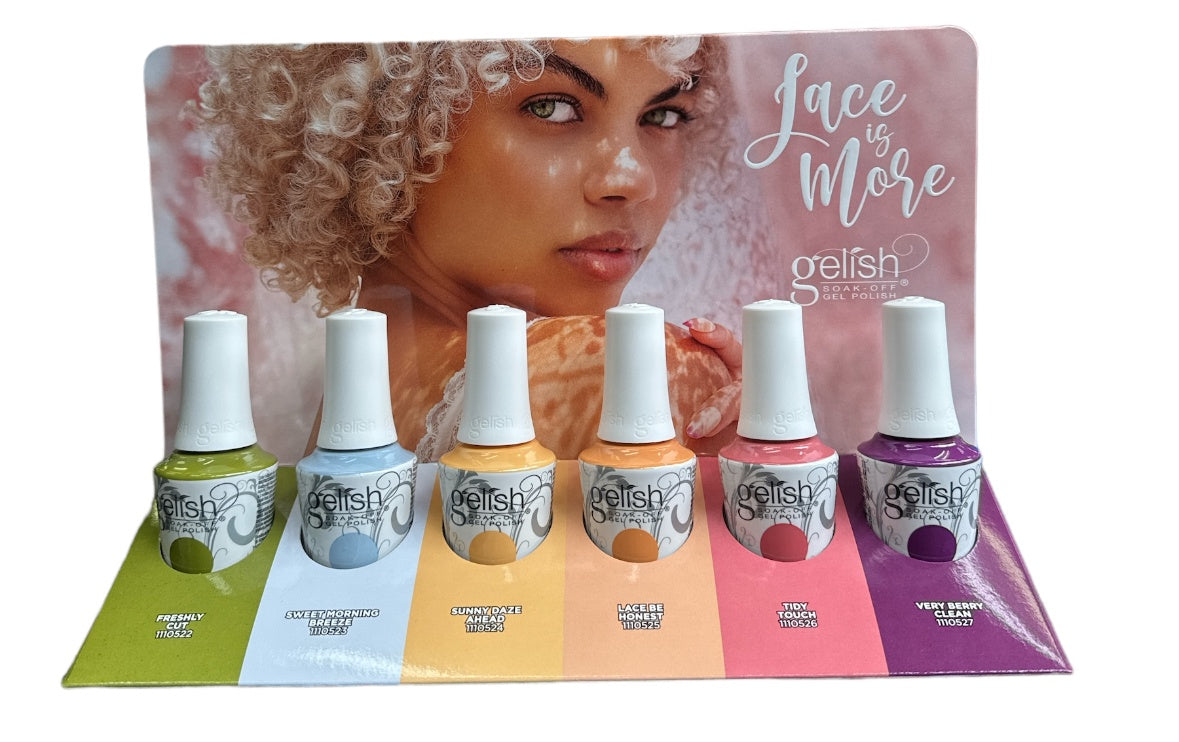 Gelish Soak off Gel Polish Lace Is More 6 pc display Free Ship !!!