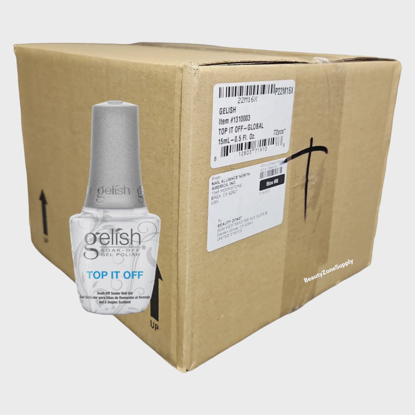 Gelish Top Coat Sealer Gel Top It Off 0.5 oz #1310003 Case 72 bottle Free Ship!!!