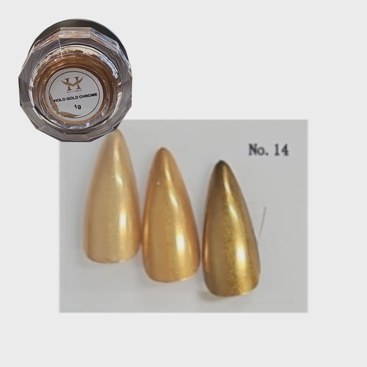 Hang New Chrome Effects Powder Holo Gold Jar #14 - BeautyzoneNailSupply