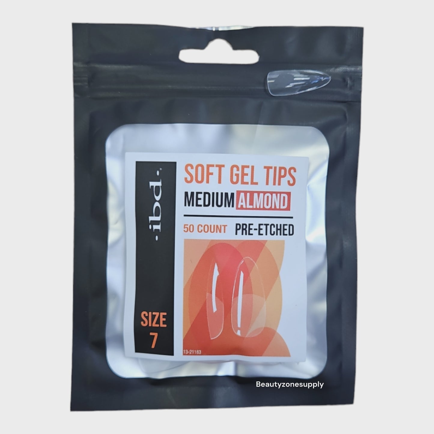Ibd Clear Soft Gel Tips Almond Medium Refill Size 7 #37459
