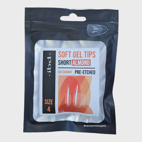 Ibd Clear Soft Gel Tips Almond Short Refill Size 4 #37514