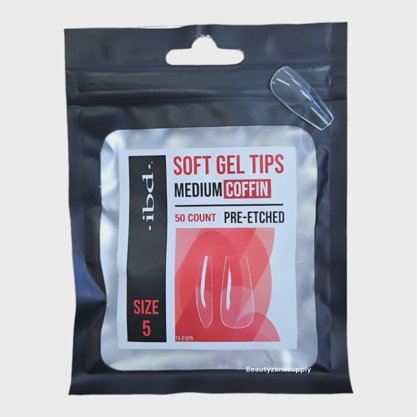 Ibd Clear Soft Gel Tips Coffin Medium Refill Size 5 #37469