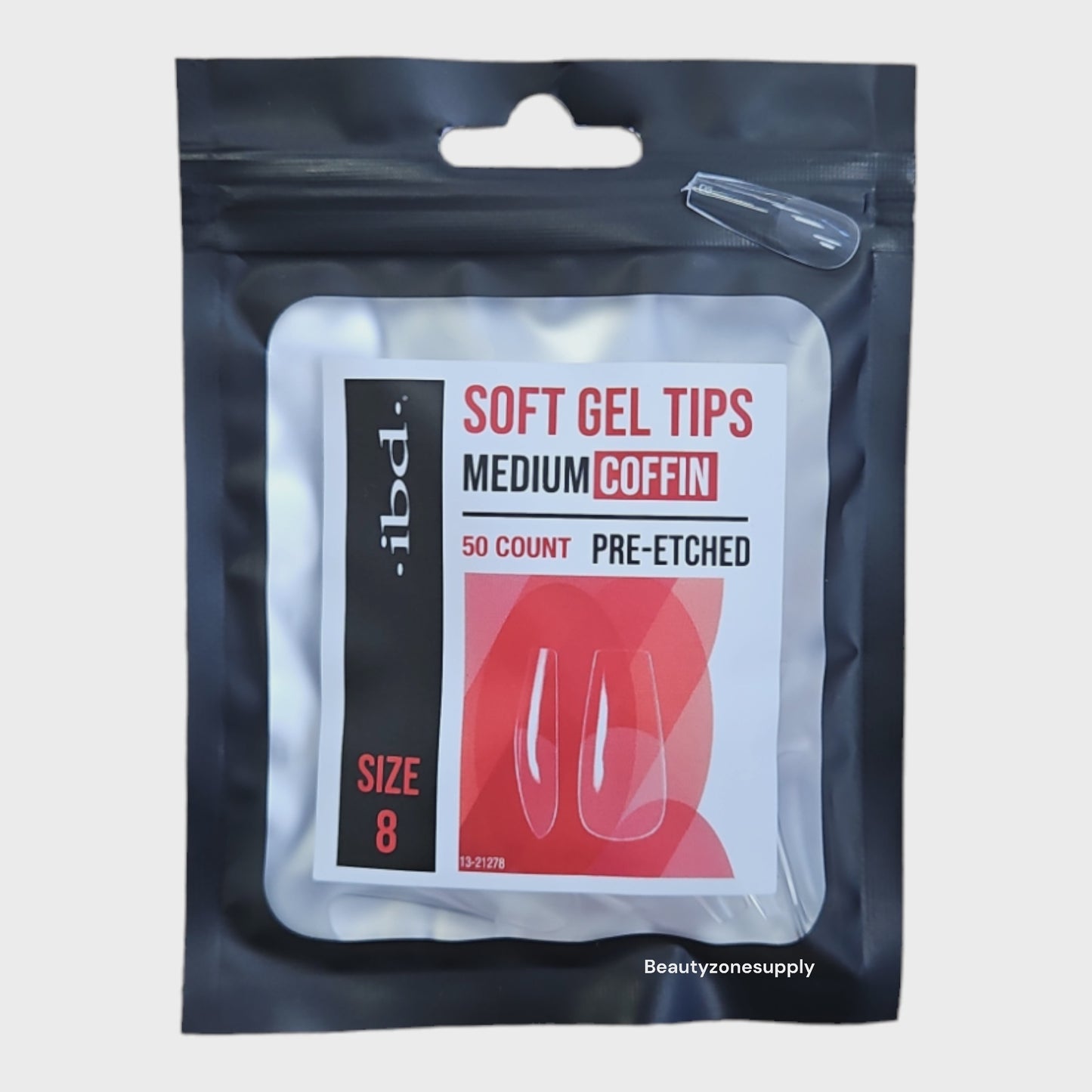 Ibd Clear Soft Gel Tips Coffin Medium Refill Size 8 #37472