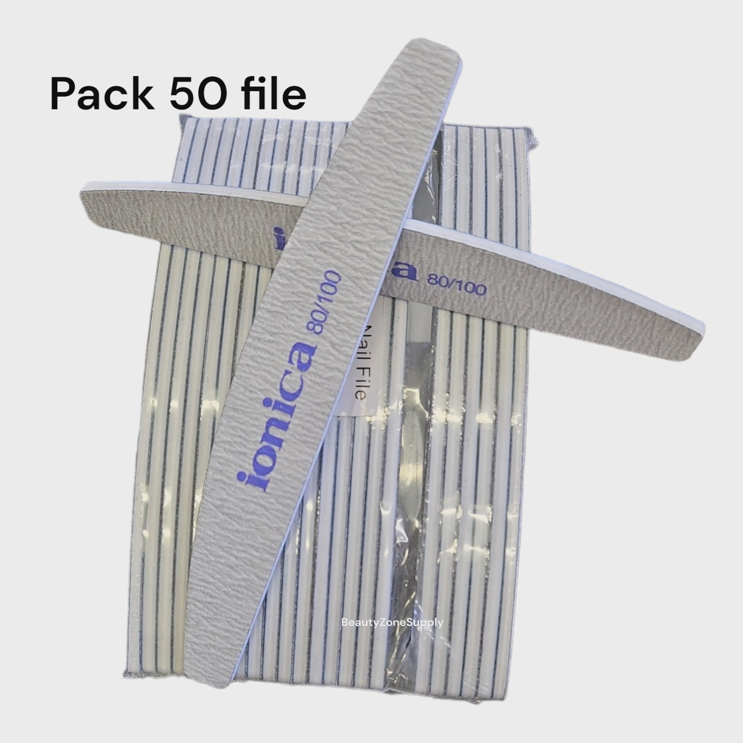 Ionica Nail File Zebra Grit 80/100 Half Moon #F552