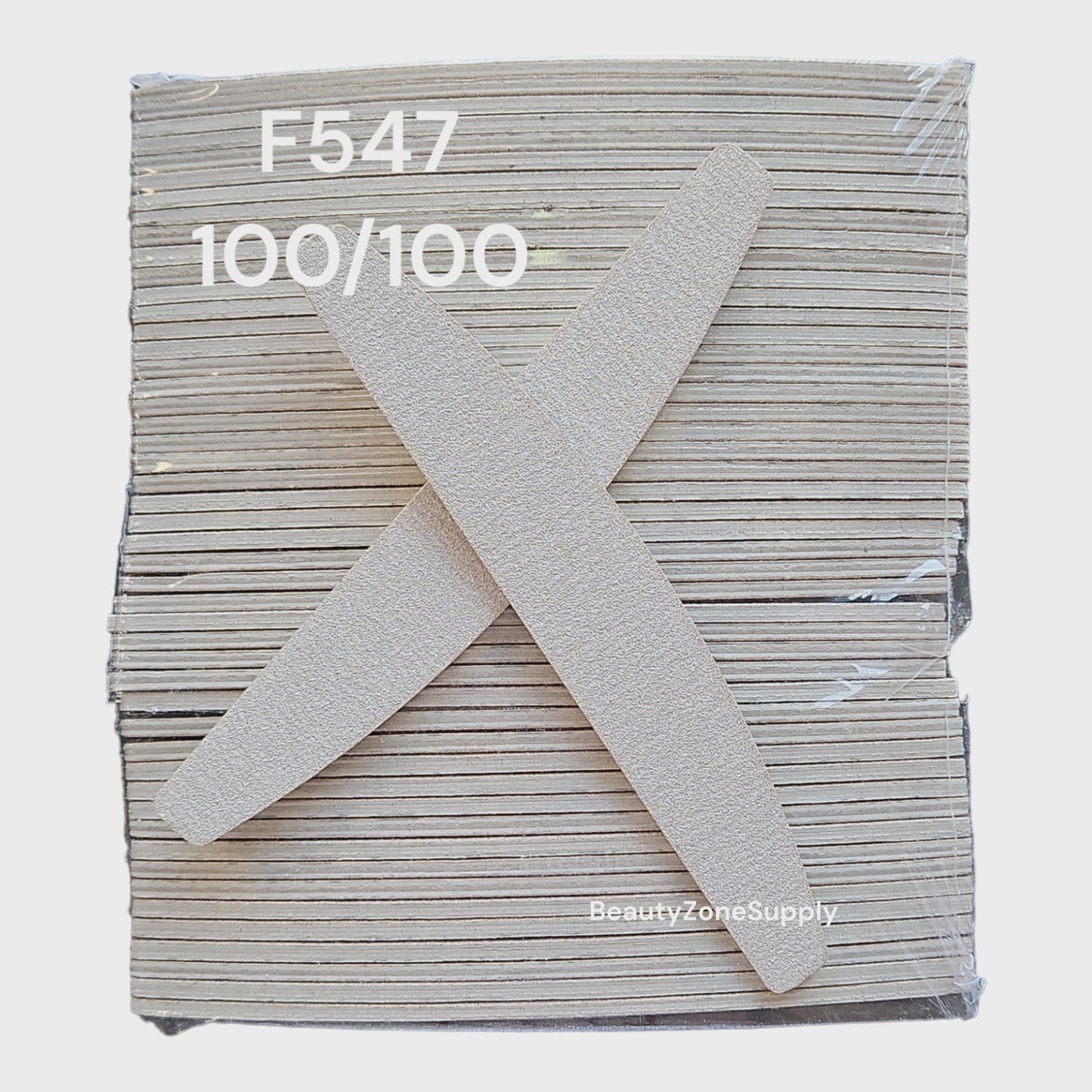 Nail File Zebra Grit 100/100 Half Moon 50 pcs #F547