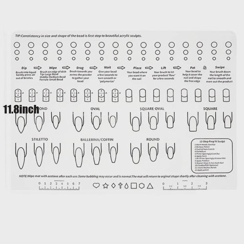 Reusable Acrylic nail training Mat Practice
