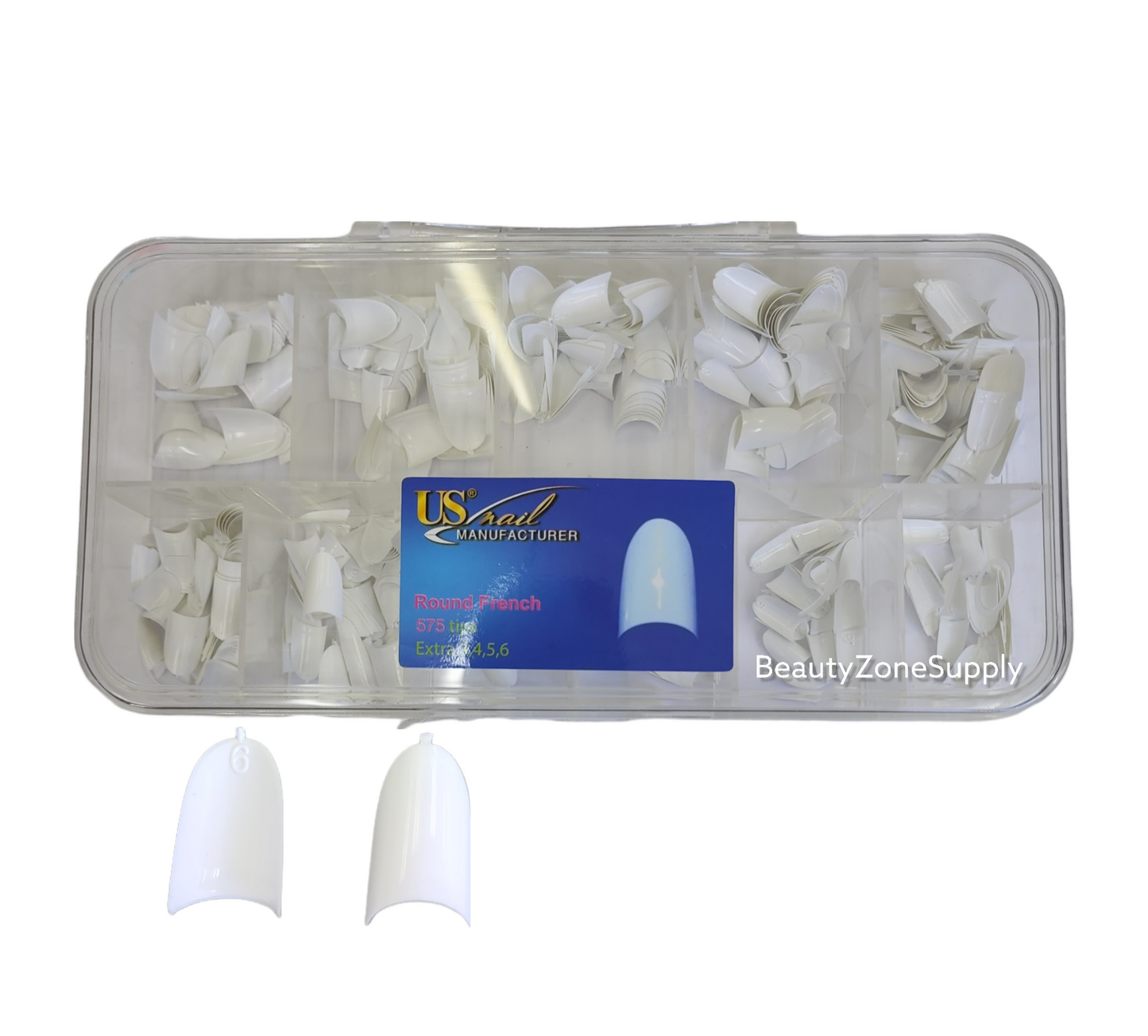 USN Round French Nail Tips - Full Box 575 pcs