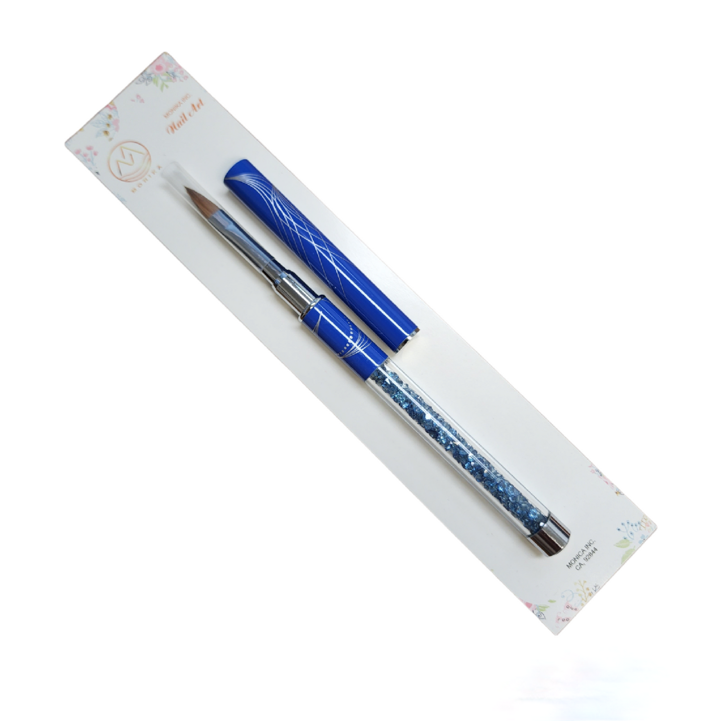 Acrylic Nail brush Art 3d Dark Blue diamond Handle Size 8