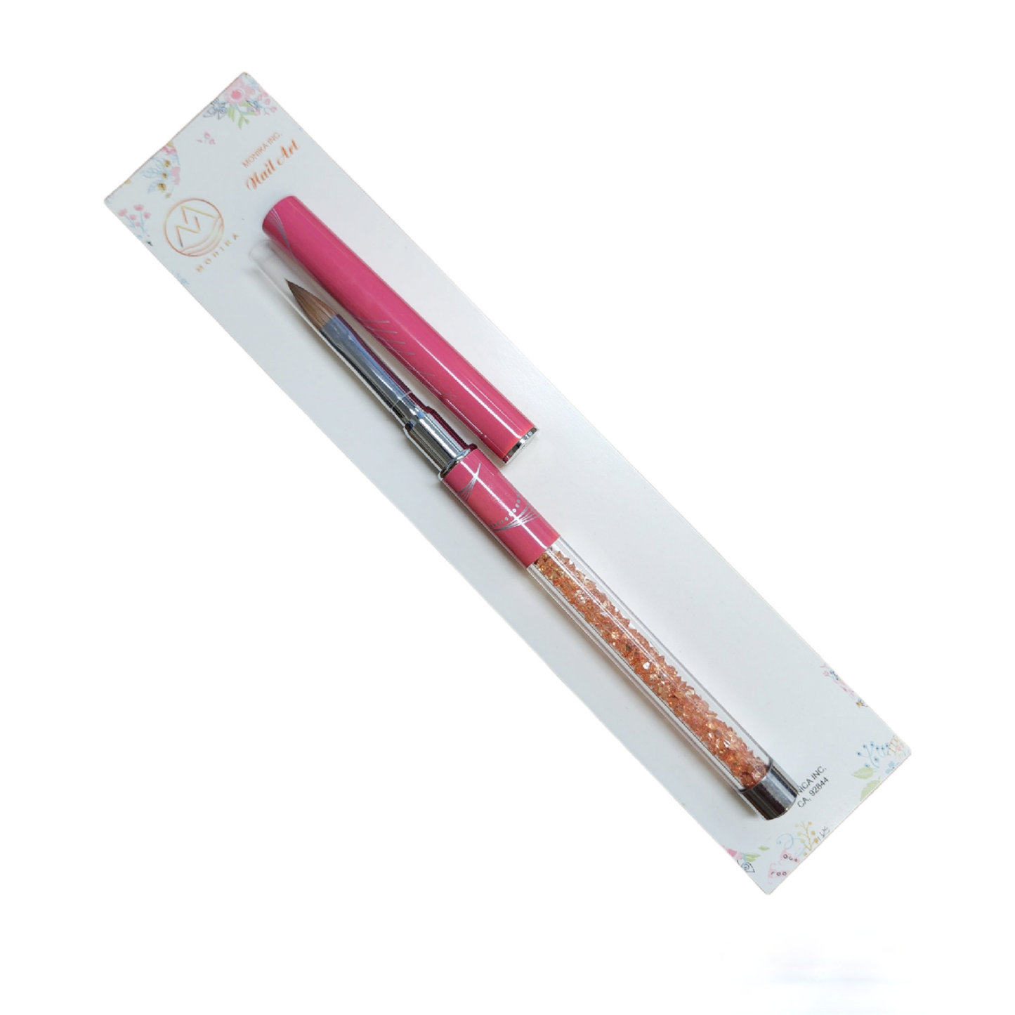 Acrylic Nail brush Art 3d Dark Pink diamond Handle Size 8