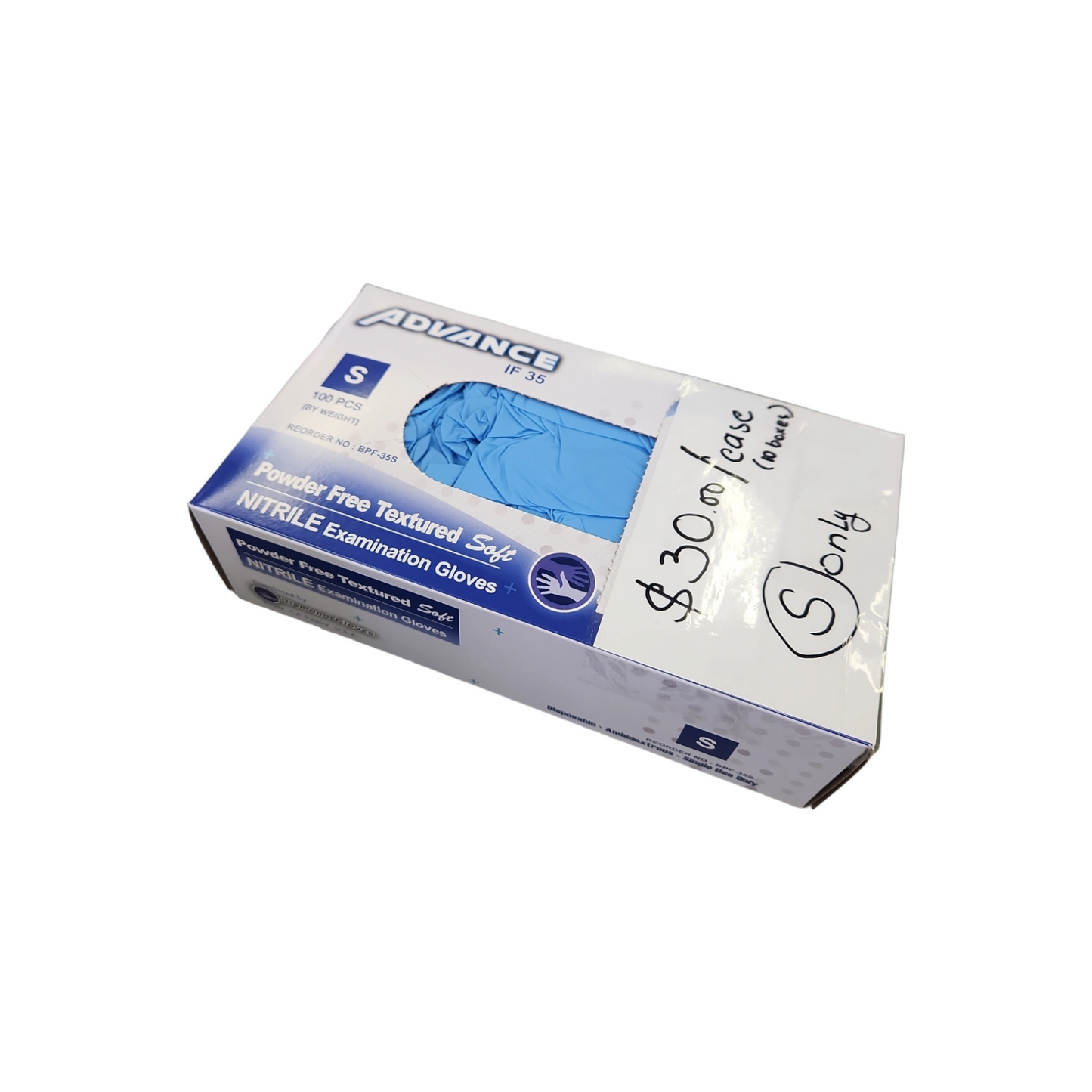Advance Diamond Nitrile Blue Powder Free Gloves Small Case 10 box