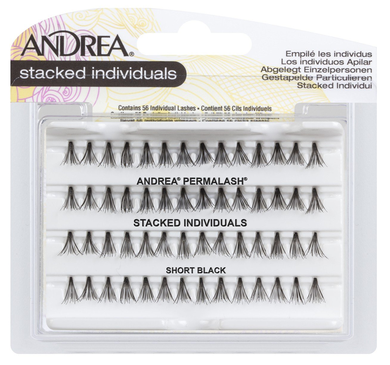 Andrea False Eyelashes Stacked Individuals Knot Free Short Black #69475