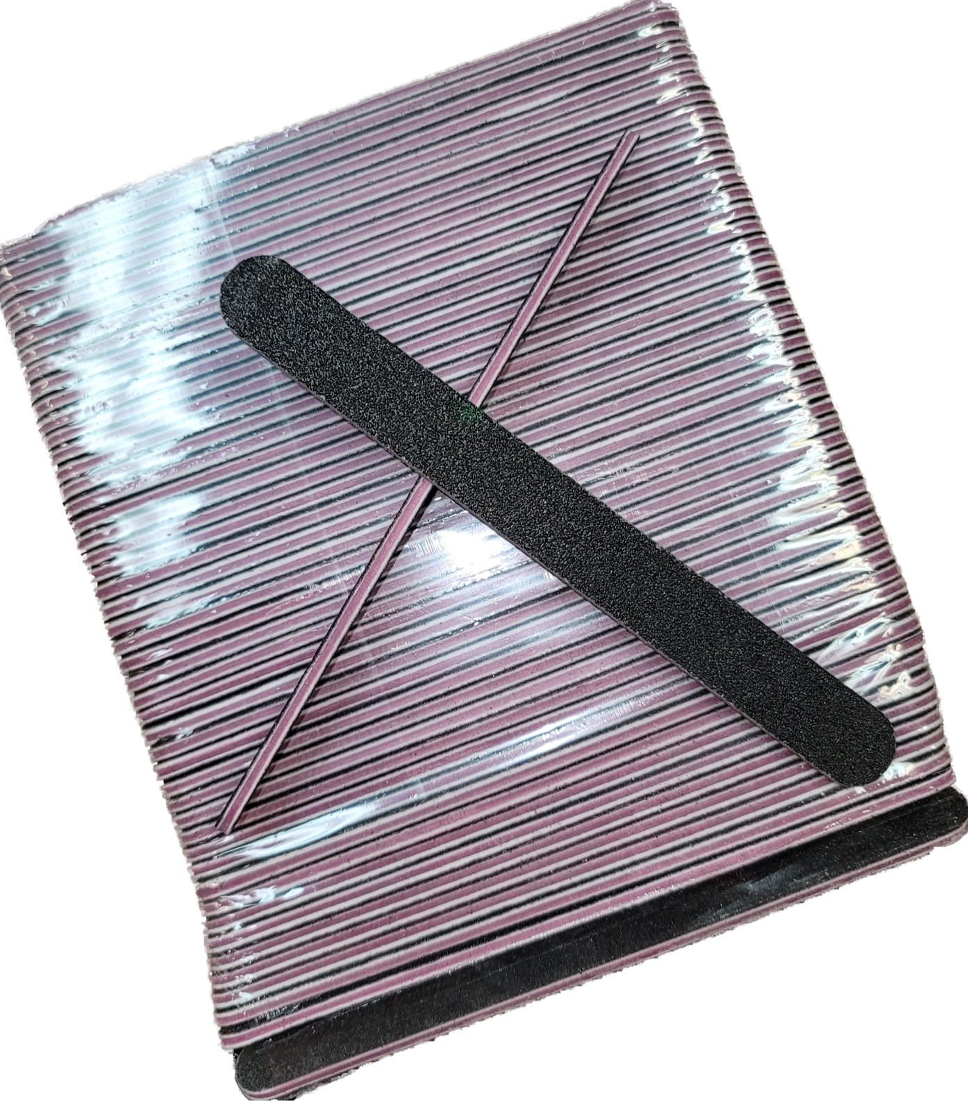 Nail File Regular 7" 80/80 Lavender Black 50 pc #F086-Beauty Zone Nail Supply