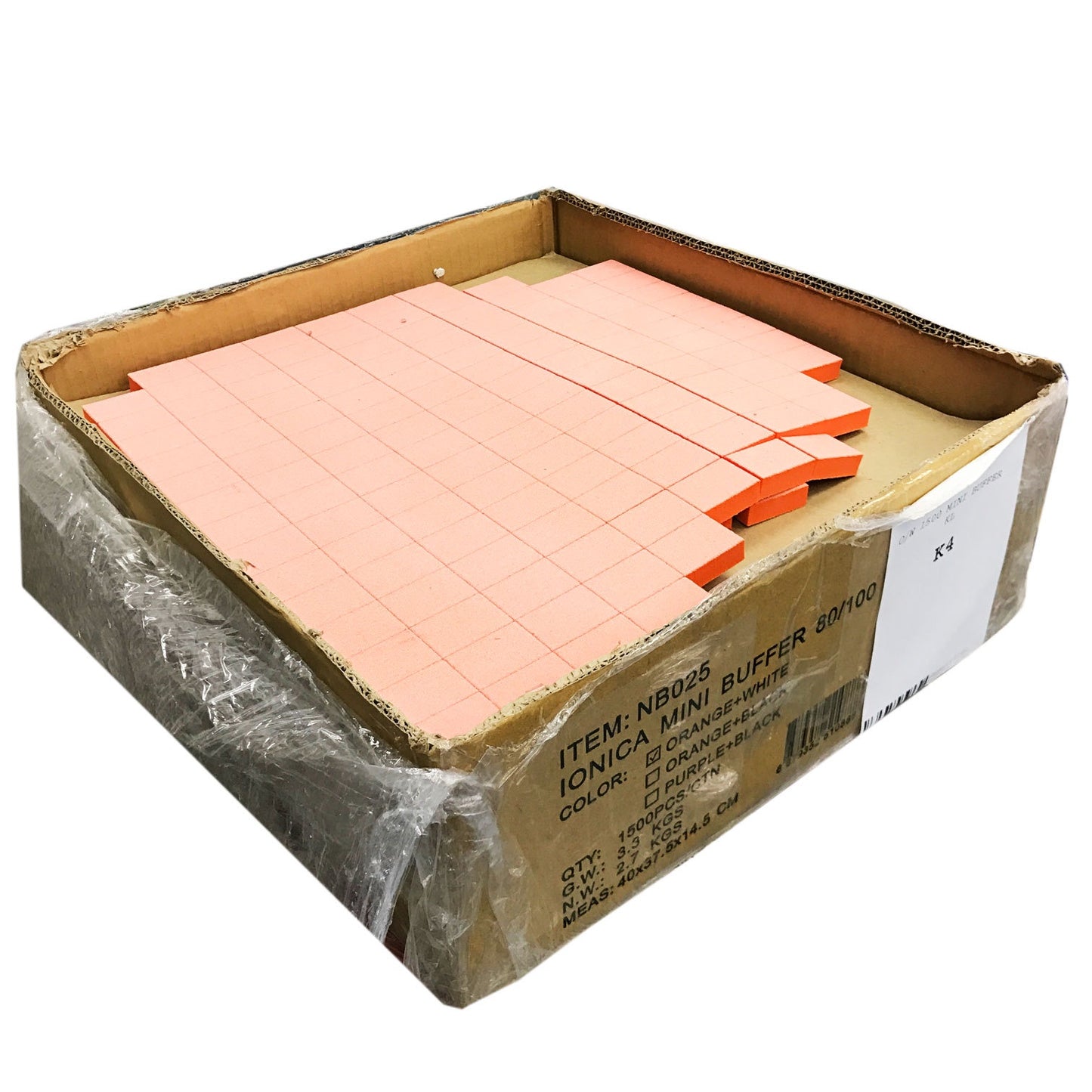 Mini Nail Buffer Orange White Grit 80/100 1500 pc #k4 - BeautyzoneNailSupply