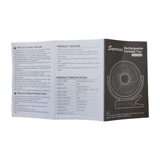 BF01 Rechargeable Mini Table Nail Fan Black