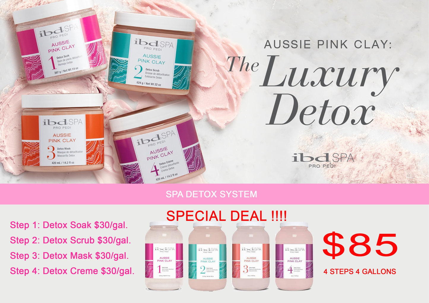 IBD Spa Luxury Detox - 4 steps 4 gallons - Aussie Clay